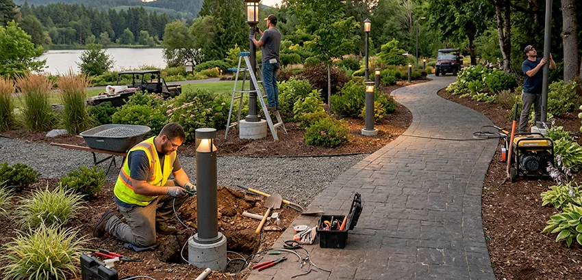 Landscape Post, Pole, and Bollard Lighting Installation in Waukee